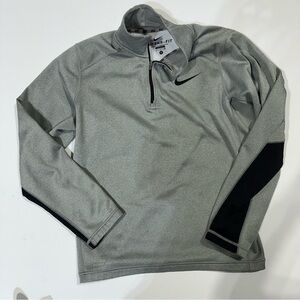 Mens Nike 1/4 Zip Gray Sweater Pullover Long Sleeve therma-Fit Size S